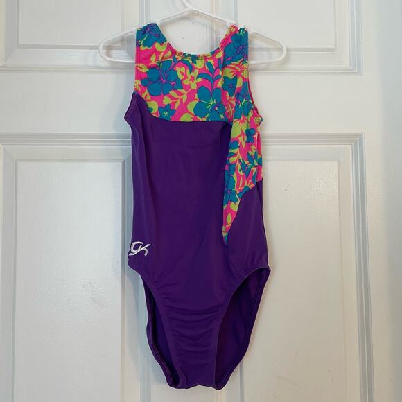 GK Gymnastics Leotard Purple Floral - Picture 3 of 5